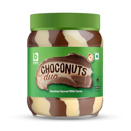 BONI Choconuts Duo Hazelnut Chocolate Spread with Cocoa 400g | Belgian Style Chocolate Hazelnut Spread | Smooth & Creamy Dessert Spread for Bread, Pan