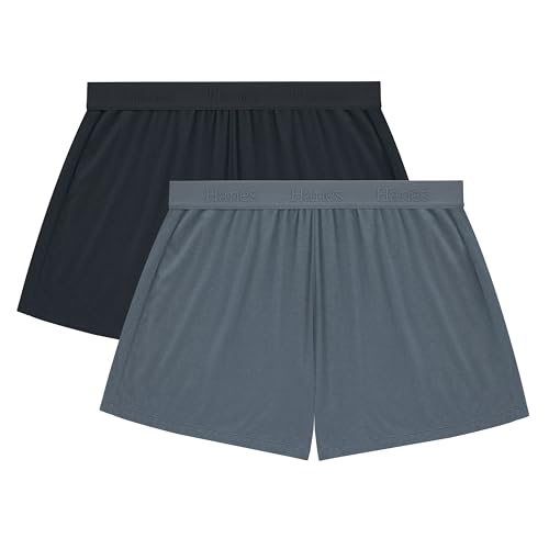 Hanes Women's Originals Sleep, 2-Pack, Comfywear Supersoft Lounge Shorts Pack, 3.25", Black/Stargazer Grey, Medium