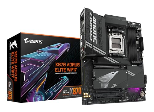 GIGABYTE X870 AORUS Elite WIFI7 AMD AM5 LGA 1718 Motherboard, ATX, DDR5, 4X M.2, PCIe 5.0, USB4, WIFI7, 2.5GbE LAN, EZ-Latch, 5-Year Warranty