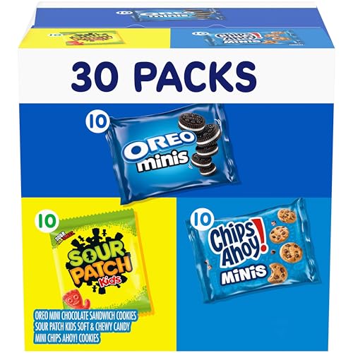 Nabisco Cookies and Candy Variety Pack, SOUR PATCH KIDS Soft & Chewy Gummy Candy, OREO Minis and CHIPS AHOY! M