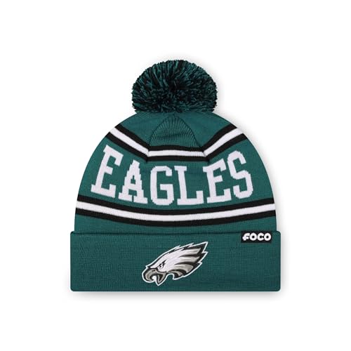 FOCO NFL Team Logo Stripe Pom Beanie Hat