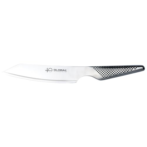 Global 40th Anniversary 6 inch Kiritsuke Utility Knife, Unique convex edge, Ergonomic Handle, Slip Resistant Grip, Stainless Steel, Made In Japan, GS-110/AB