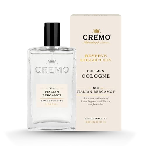 Cremo Cologne For Men - Italian Bergamot Mens Cologne Spray, A Combination of Italian Bergamot, Neroli Blossom, and Fresh Vetiver, Multi-Layered Signature Men's Fragrances, 3.4 Fl Oz