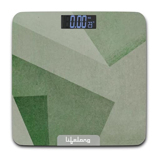 Lifelong Weighing Machine with Backlit LCD Panel |Digital Weight Machine for Body Weight|Thick Tempered Glass with LCD Display|Bathroom Weighing Scale