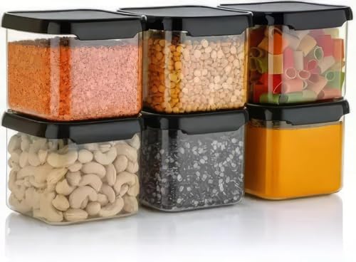 Entisia Plastic Food Storage Container Set with Airtight Lids - Transparent, Stackable & Airtight Kitchen Container Set - Use For Dry Food, Grains & S