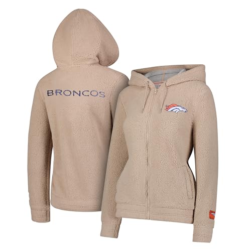 Ultra Game Women's Standard NFL Official Super Soft Sherpa Full Zip Hoodie Sweatshirt Jacket, Sand, Large