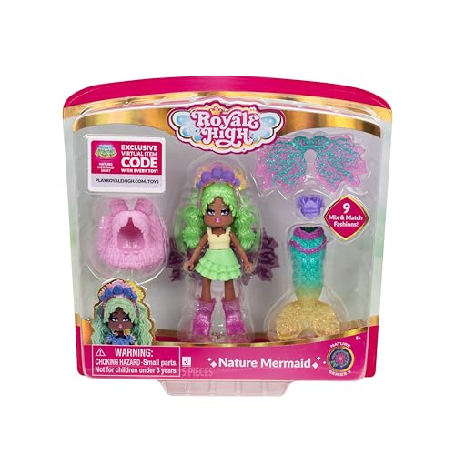 Royale High 3” Nature Mermaid Fashion Doll - 1 Figure with 9 Fashion Accessories - Virtual Item Code Included - Series 3