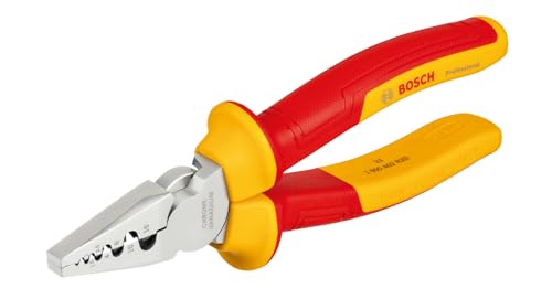 Bosch Professional VDE Crimping Pliers – 180 mm (Crimping ranging from 0.25 mm² up to 16 mm², Certified up to 1,000 V)