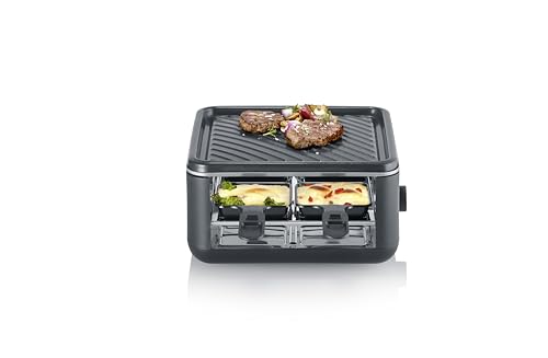 (-40%) SEVERIN Mini Raclette-Grill für 4 Personen, kleines Raclette mit antihaftbeschichteter Grillplatte, Extra Tiefe Pfännchen, Kompakter Tischgrill, 600W Leistung, Black Line, RG 2360