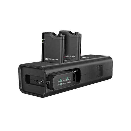 Sennheiser Pro Audio Profile Wireless 2-Channel All-in-One 2.4 GHz Clip-On & Handheld Microphone System | Includes Receiver, 2 Clip-On Microphones, Portable Charging Bar & Handheld Interview Mic