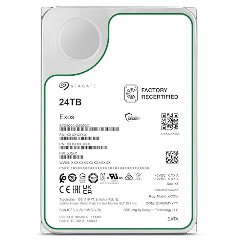 Seagate Exos ST24000NM000C 24TB 7.2K RPM SATA 6Gb/s 512e 3.5in Enterprise Hard Drive (Renewed)