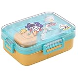 ATTRO Savour Astronut Space Themed Kids Lunch Box with 3 Compartment 1 Small Container 1 Spoon Separate Internal Lid Leakproof 1270ml70ml Blue Plastic
