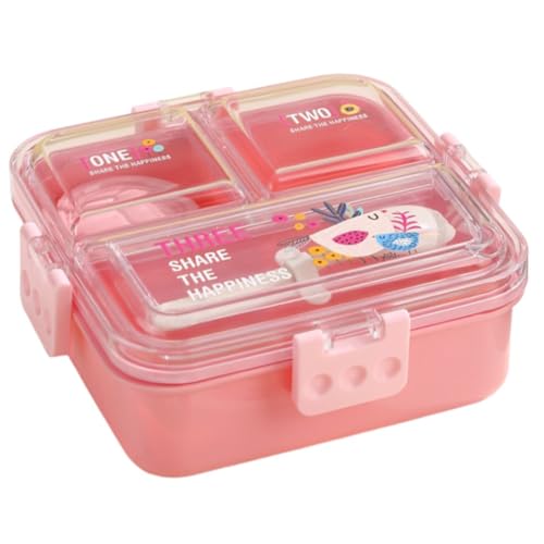 ATTRO Tasty Bite 3 Compartment Lunch Box with Small Container & Spoon BPA Free Food Grade Leak-Proof Microwave Safe Ideal for Kids-1020ml+70ml Peach, 