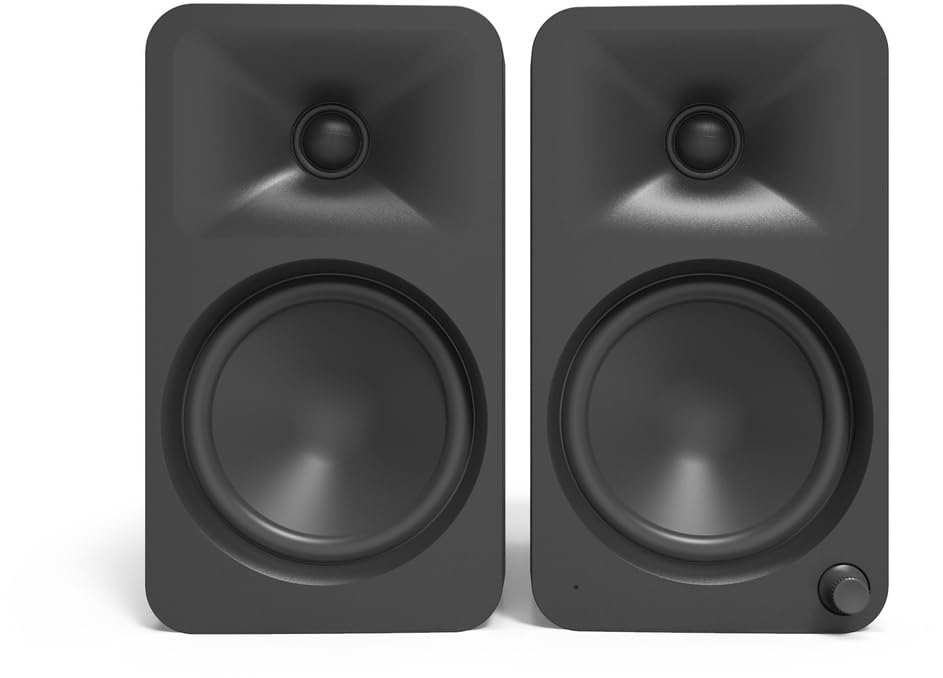 Kanto ORA4 140W Powered Reference Speakers with Bluetooth 5.0 and USB-C Input | 4” Woofers with Deep Bass Extension | Bi-Amplified | 80 Hz Automatic Crossover | Reference Quality Sound | Pair | Black