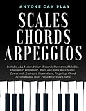 Essential Piano Scales, Chords & Arpeggios Guide - Complete Collection: 3 levels in 1 (Beginner to Advanced): Fingering, Keyboard illustration, Chord ... Harmonic, Melodic), Blues - Anyone Can Play