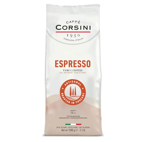 🔥 STARKER PREIS (-38%) Caffè Corsini - Kaffeebohnen 1 kg Espresso, Klassische Mischung aus Arabica und Robusta, Mittel-dunkle Röstung, Kräftiger und Intensiver Kaffee mit vollem Aroma, Herkunft Südamerika und Afrika