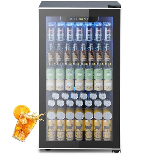 Electactic Mini Fridge 130 Can Beverage Refrigerator Cooler, 3.2 Cu.Ft Drink Fridge for Soda Wine Beer, Adjustable Temperature Control for Home Office, Black