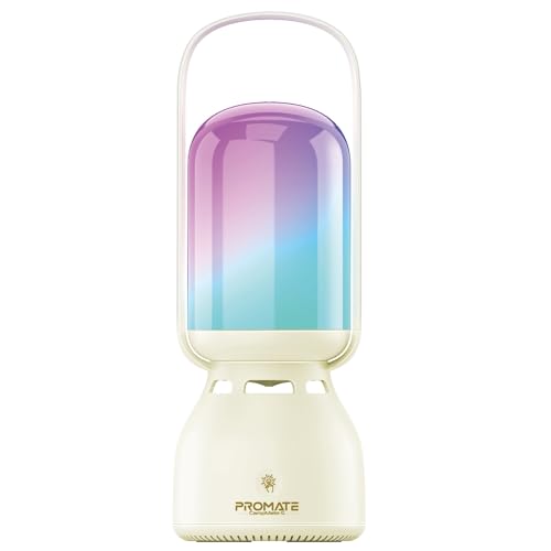 Promate Portable Speaker Lantern with 2400mAh Battery and 7-Hour Playtime, 5W Bluetooth 5.1 Speaker Output with 8 RGB Light Modes, Intuitive Touch Con
