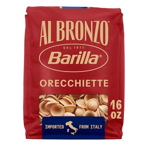 Barilla Al Bronzo Orecchiette Pasta (1 lb), Bronze Cut Pasta Created from High Quality Durum Wheat, Imported from Italy, Non-GMO, Kosher