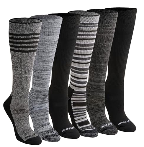 Dickies Women's Dri-Tech Essential Moisture Control Crew Socks, Available in S-XL (6, 12, Knee-Hi Black Grey (6 Pairs), Medium