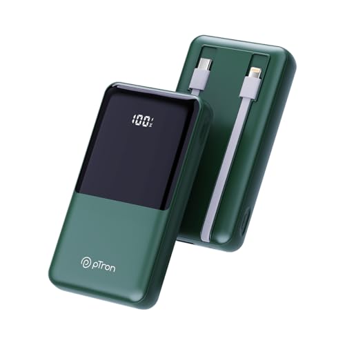 pTron Dynamo Power 20000mAh 22.5W Super Fast Charging, USB Type-C Input Power Bank with Quick Charge & 20W Power Delivery, Built-in Charging Cables, 4