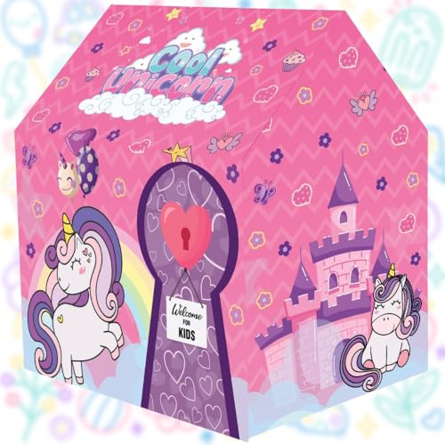 ToyMagic Unicorn Kids Play Theme Foldable Tent House for 2 3 5 6 to 8 Years Old Girls Boys | Perfect for Indoor & Outdoor Play |Pretend Play Toy Baby 