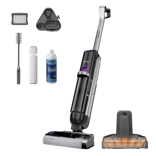 Eureka Cordless Wet Dry Cleaner, 170° Reclinable, Hot Air Drying Self Cleaning Vacuum and Mop Combo, Good for Hard Floors Pet Hair Sticky Messes, RapidWash 630, Purple