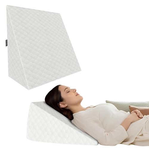 CareFoam Memory Foam Wedge Pillow for Bed | 2 Years Warranty | Orthopedic Bed Wedge Cushion for Back Support, Acid Reflux, GERD, Snoring & Leg Elevati