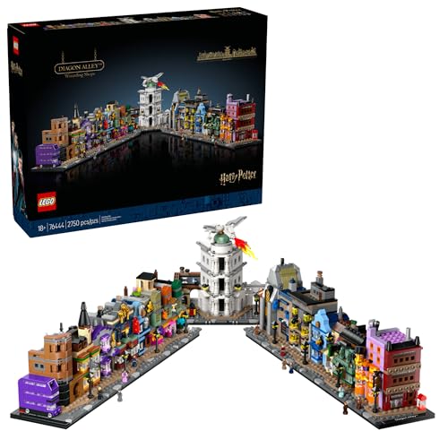 LEGO Harry Potter Diagon Alley Wizarding Shops Building Set for Adults - Collectible Kit for Harry Potter Fans with 12 Microfigures - Gift for Christmas - 76444