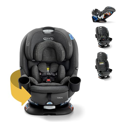 Graco Turn2Me 3-in-1 Rotating Convertible Car Seat, Manchester, Rear-Facing Rotation, Forward-Facing Mode, Highback Booster Up to 100 lbs, Easy Install, Adjustable Headrest & Harness, Steel Reinforced Frame