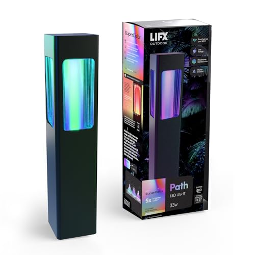 LIFX Supercolor Smart LED Square Path Light, Outdoor Wi-Fi Landscape Lighting with 6 Addressable Color Zones, RGBW Dynamic Effects, Works with Alexa, Google, HomeKit & SmartThings, LFX/LV/Path/SQR