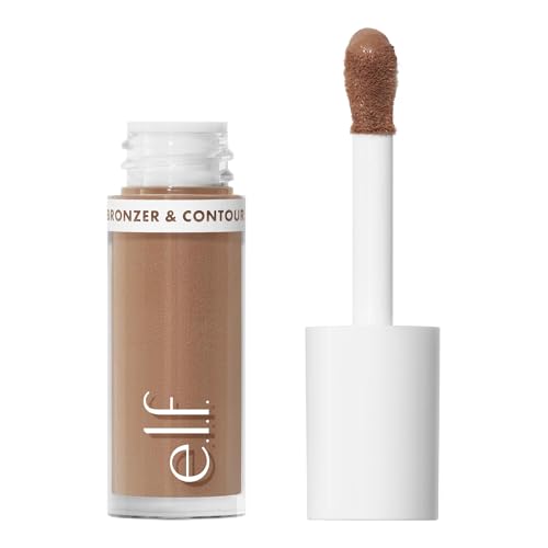 e.l.f. Camo Liquid Bronzer & Contour, hoog gepigmenteerde, natuurlijke glowy finish, langhoudend, ronde applicator, veganistisch en dierproefvrij, 2 Fair/Light