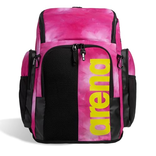 ARENA Spiky III Backpack 45 Swimming Athlete Sports Gym Rucksack Large Training Gear Equipment Swim Bag for Men and Women, 45 Liters, Shocking Pink/Multi