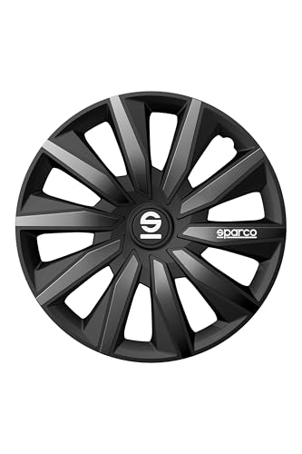 (-42%) Sparco Satz von 4 Radkappen 15“. Modell Milano Schwarz/Grau. Sportliches Design für Ihre Autofelgen. Starke und haltbare Konstruktion.
