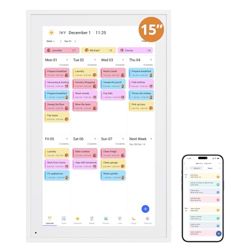 Digital Calendar 15.6-inch Sma...less Data Syncs and APP Access
