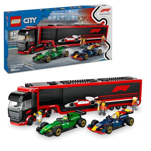 (-31%) LEGO City F1 Transporter mit RB20 & AMR24 F1 Rennautos - Spielzeug Autotransporter für Red Bull & Aston Martin Formel 1 Teams - Inkl. 5 Minifiguren - Geschenk für Jungen & Mädchen ab 8 Jahren 60445