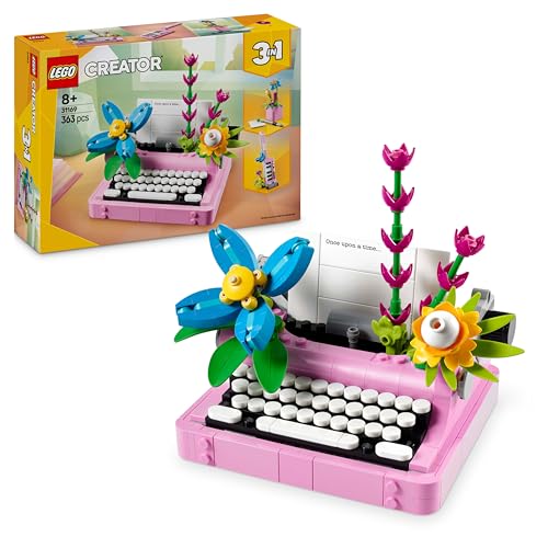 (-31%) LEGO Creator 3in1 Typewriter with Flowers Toy - Transforms into a Keytar Model or a Flowerpot with a Pen & Notebook - Creative Birthday Gift for 8+ Year Old Girls & Boys - 31169
