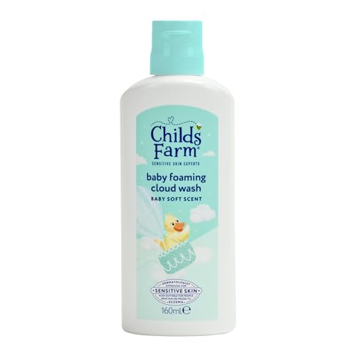 Childs Farm Baby Foaming Cloud Face & Body Wash, Baby Soft Scent | Tear-free, Gently Cleanses & Soothes | Suitable for Newborns with Dry, Sensitive Skin, 160ml