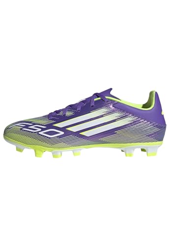 adidas Unisex F50 Club Firm Multi Ground Sneaker, Purple Rush/White/Lucid Lemon, 12 US Men