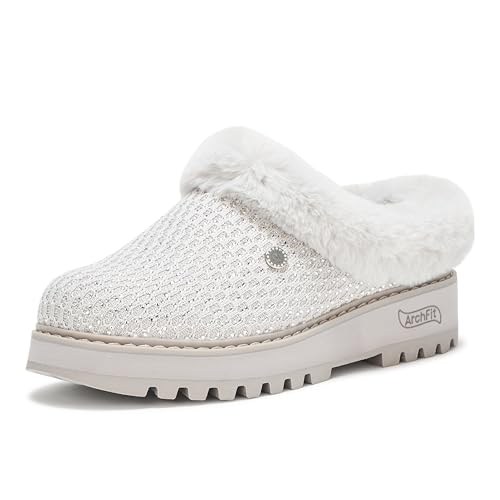 Skechers Women's Martha Stewart Arch FIT Keepsakes Slipper, Light Grey, 7