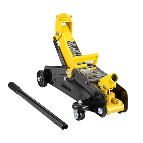 (-31%) VEVOR hydraulischer Rangierwagenheber Wagenheber mit niedrigem Profil 2 t, robuster hydraulischer Wagenheber aus Eisen hydraulischer Wagenheber mit Einzelkolben-Schnellhubpumpe, gelb 125,2-335 mm