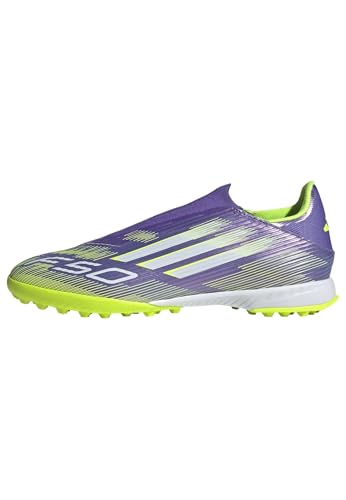 adidas Unisex F50 League Laceless Turf Sneaker, Purple Rush/White/Lucid Lemon, 9 US Men