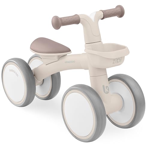 KikkaBoo Bicicleta Sin Pedales ZIPI, Correpasillos Bebé de 1 a 3 Años, Bicicleta Equilibrio, Bici Bebé con Canasta, Ajustable, Juguete para Niños, Beige