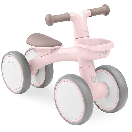 KikkaBoo Bicicleta Sin Pedales ZIPI, Correpasillos Bebé de 1 a 3 Años, Bicicleta Equilibrio, Bici Bebé con Canasta, Ajustable, Juguete para Niños, Rosa