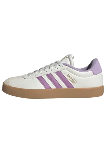 adidas Women's VL Court 3.0, White/Preloved Purple/Powder Plum, 8.5
