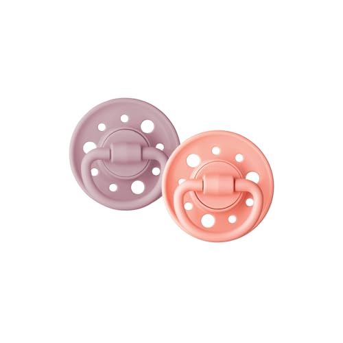 DODIE Gaia Round Pacifiers, Baby Pacifier, 6-36 Months, Pink, Pack of 2