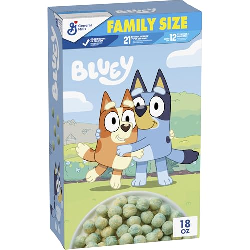 Bluey Cereal, Crispy Corn Cereal Puffs, Made with Whole Grain, Family Size, 18 oz