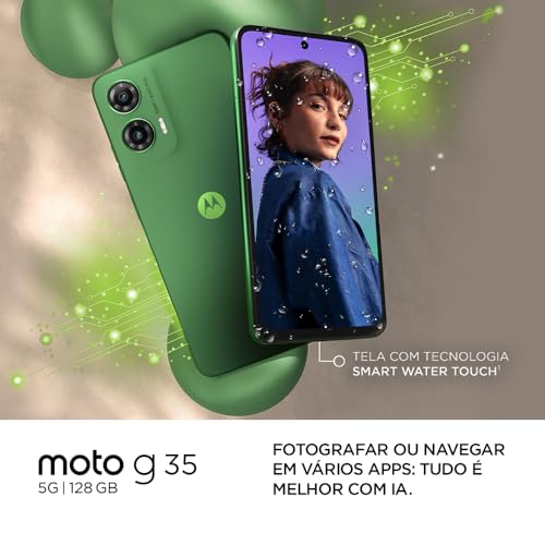 Smartphone Motorola Moto g35 5G - 128GB 12GB (4GB RAM+8GB Ram Boost) e Camera 50MP com AI NFC Tela 6.7" com Superbrilho - Verde