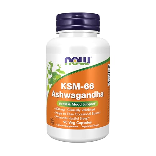 NOW Supplements, KSM-66 Ashwagandha®, Stress and Sleep Support, 90 Veg Capsules