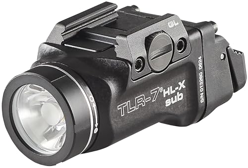 Streamlight 69503 TLR-7 HL-X sub USB 1000-Lumen Rechargeable Rail-Mounted Weapon Light Designed Exclusively for Glock 43X/48 MOS, 43X/48 Rail, Includes Mounting Kit and Keys, Black